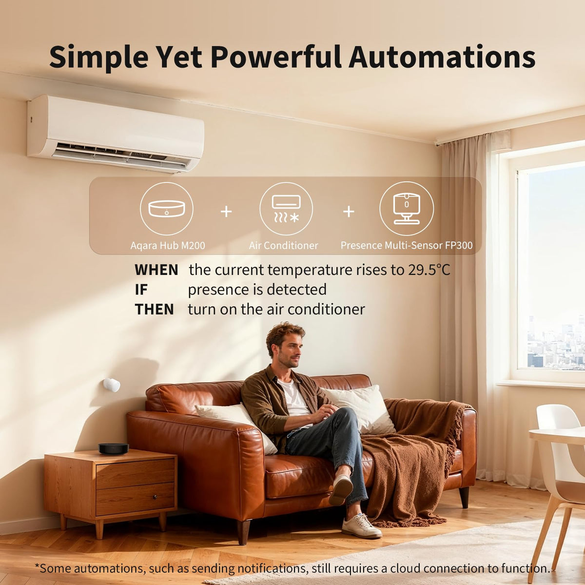 Aqara M200 PoE and Wi‑Fi setup with USB‑C backup power.