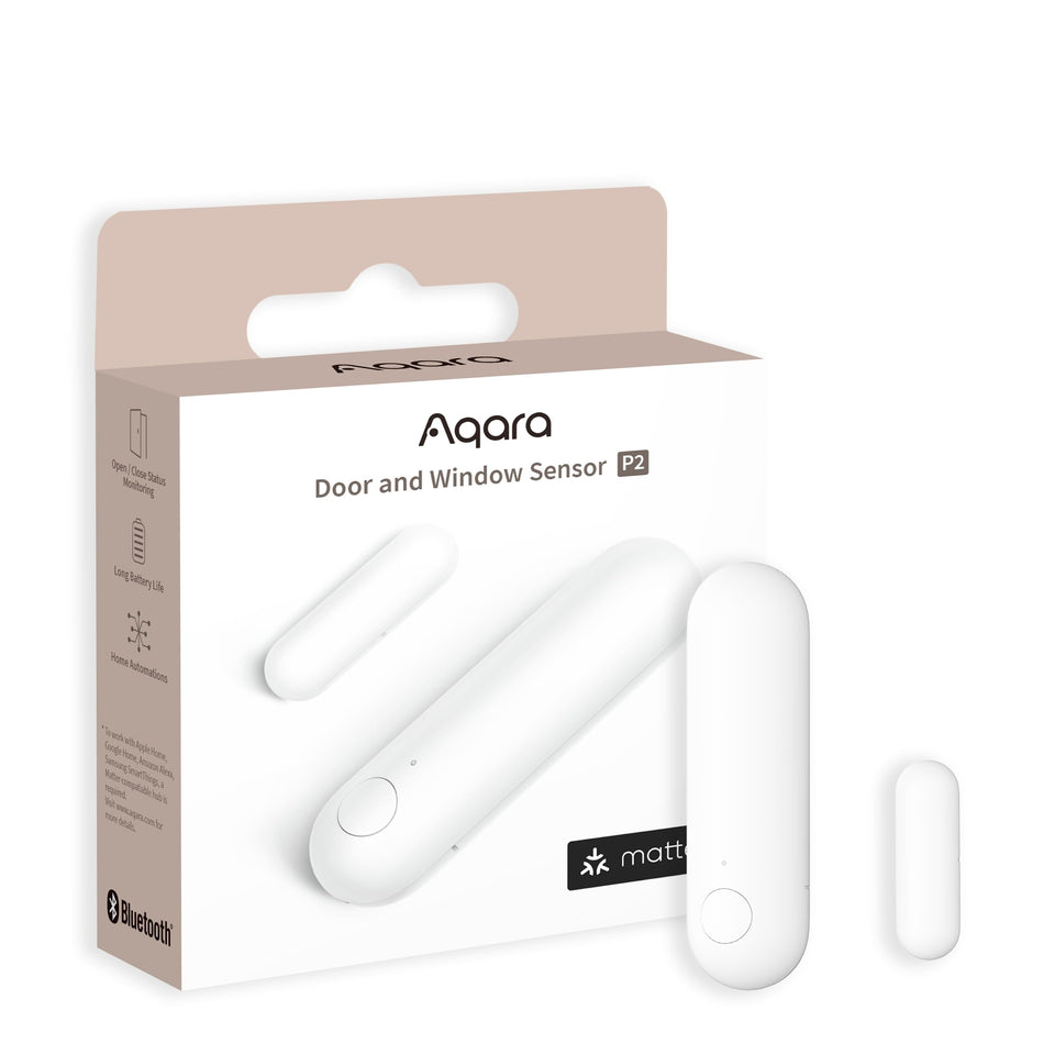 Aqara P2 door-window sensor with Thread and Matter support for real-time alerts.
