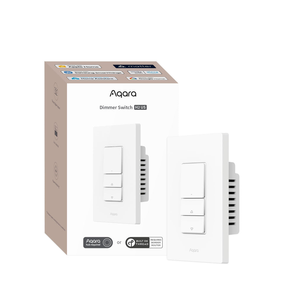 Aqara Smart Dimmer H2 front view with silent on/off and smooth dimming