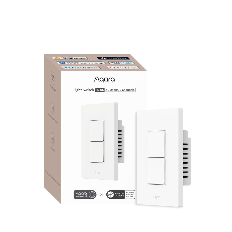 Aqara Smart Light Switch H2 front view showing dual channels for automation.