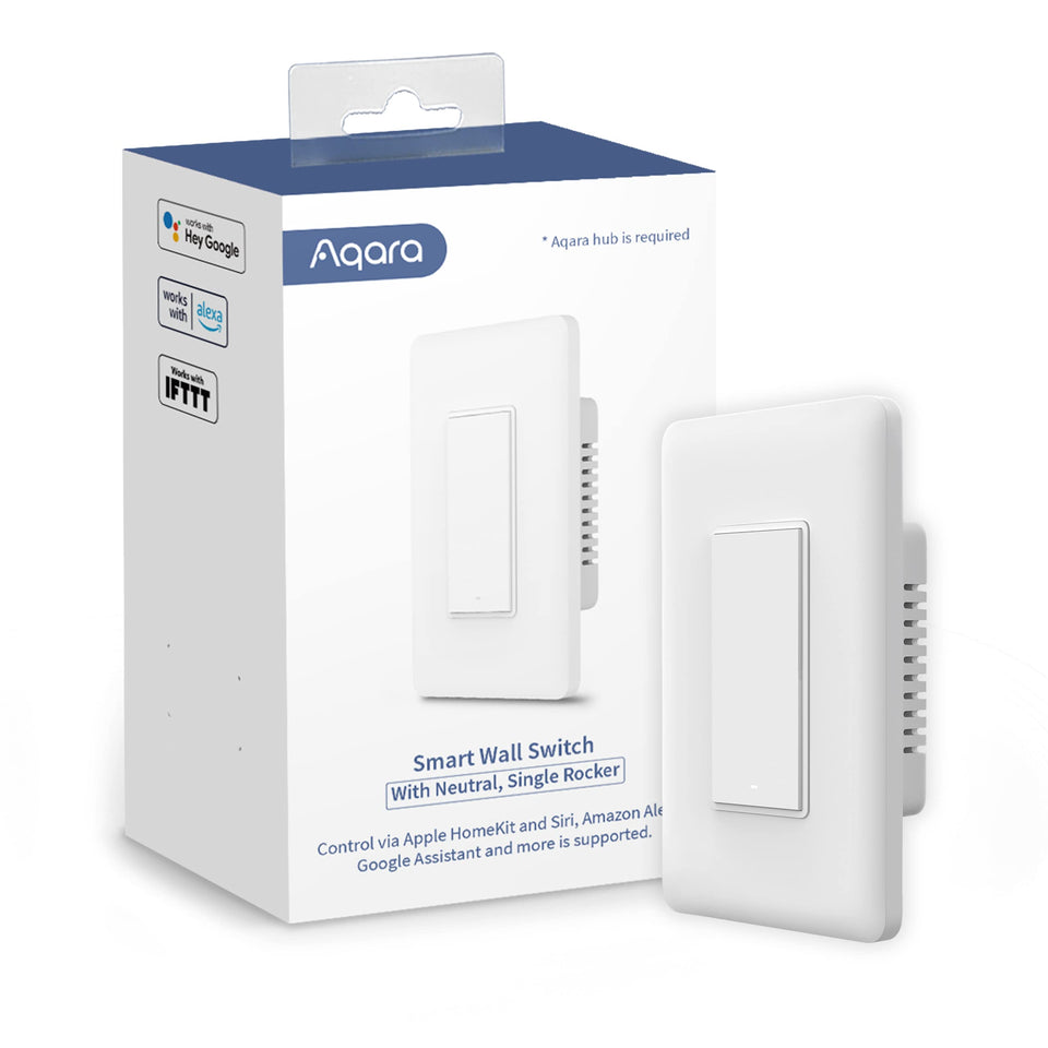 Aqara Smart Light Switch with Neutral on a wall plate enables remote control of existing lights.