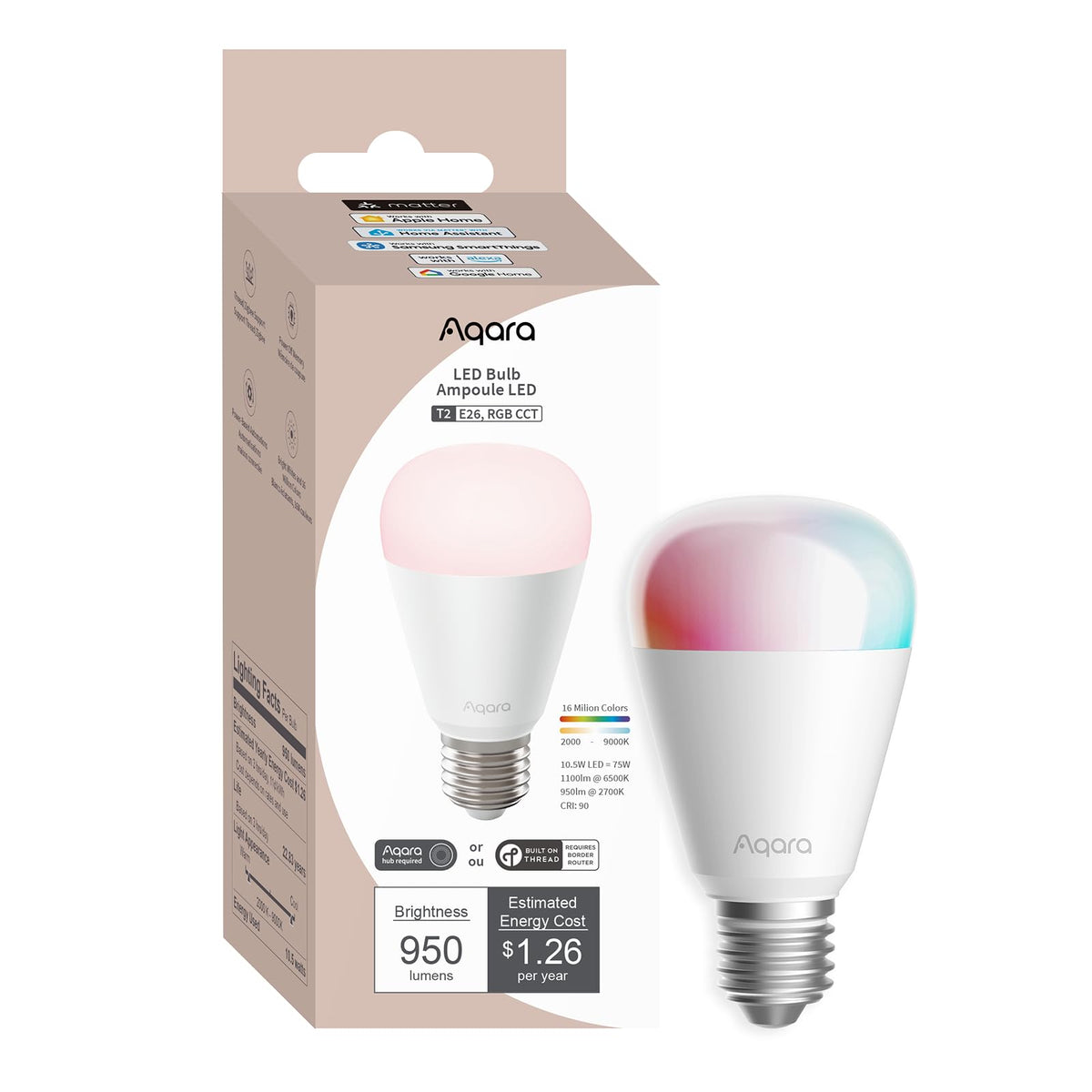 Aqara T2 LED bulb tunable white range 2000K-9000K for mood lighting