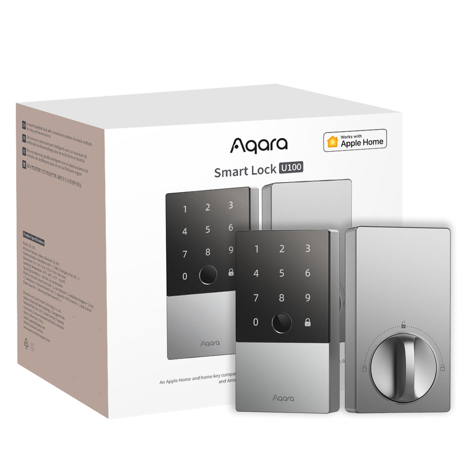 Aqara U100 front view, a sleek smart lock for secure entry.