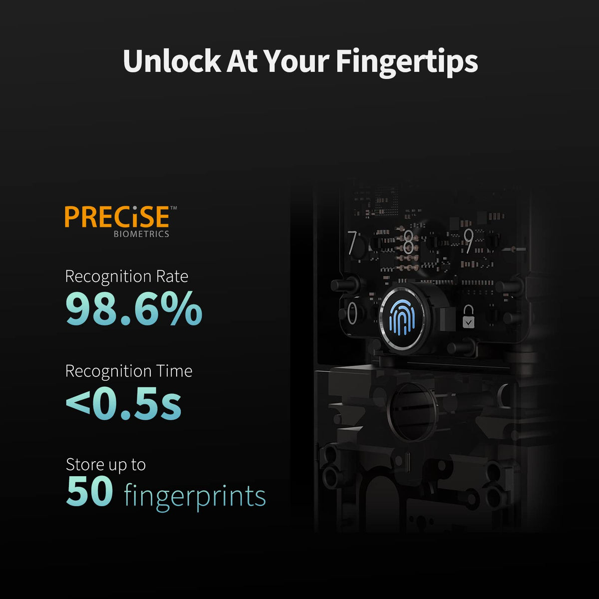 Aqara U100 touchscreen keypad closeup for quick, keyless access.