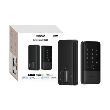 Aqara U400 front view with sleek black finish and easy-access touchscreen.