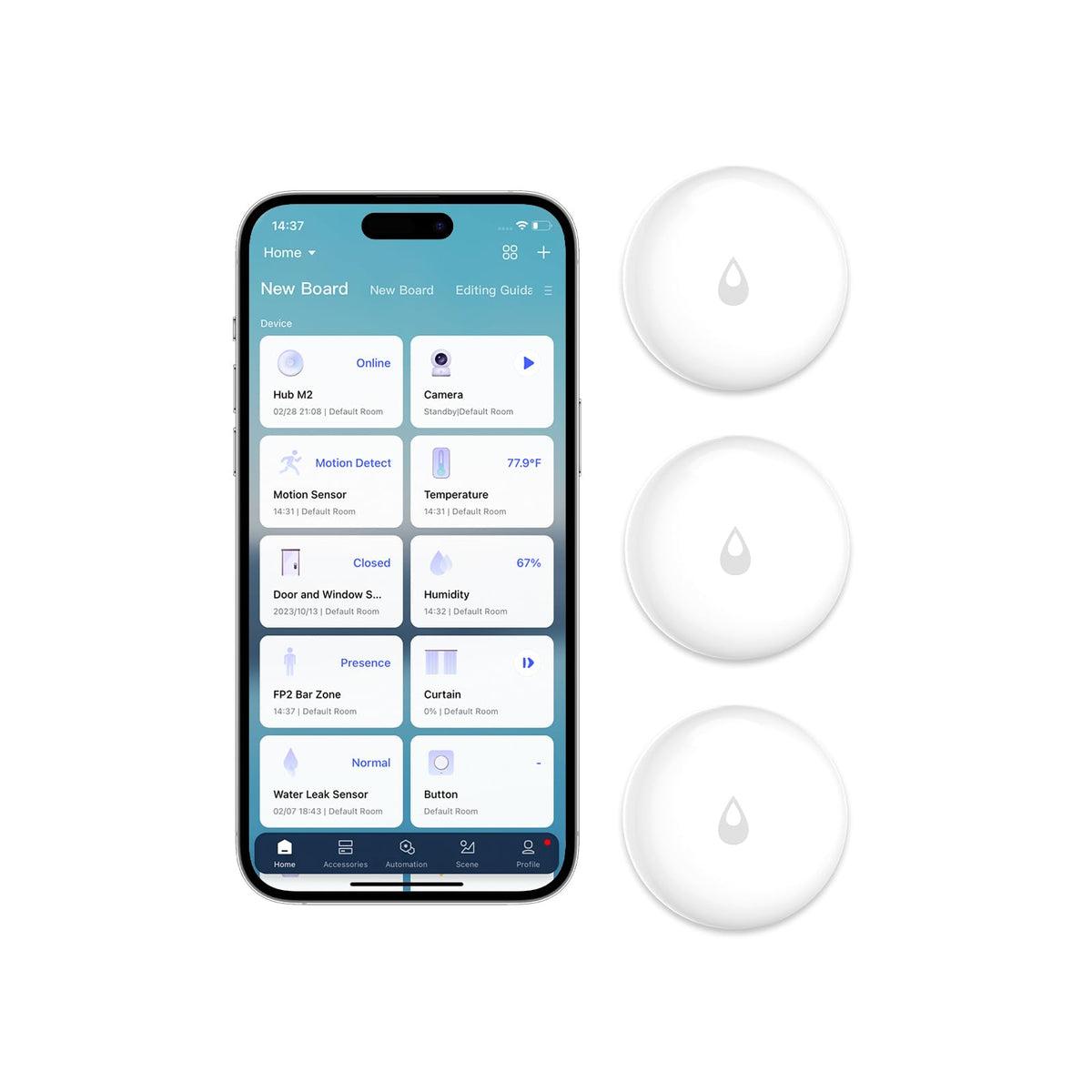 Aqara Water Leak Sensor 3 Pack in box, ready for setup and protection.
