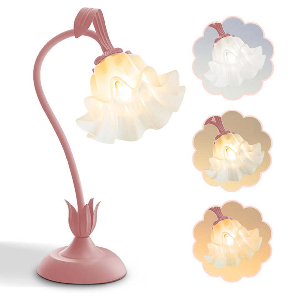 AQDZCNF Flower Table Lamp pink bloom with soft ambient glow for cozy reading.