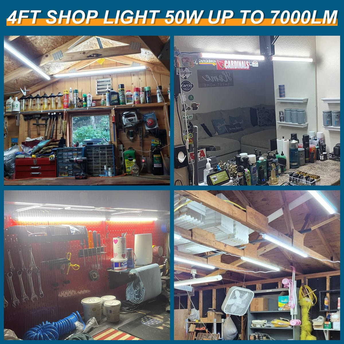AQIQUUT LED shop light with V-shaped design for wide 270-degree coverage.