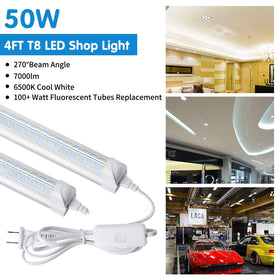 AQIQUUT LED shop lights 4ft plug-and-play for easy ceiling mounting.