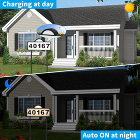Aqonsie solar address sign with ground stake for easy yard installation.