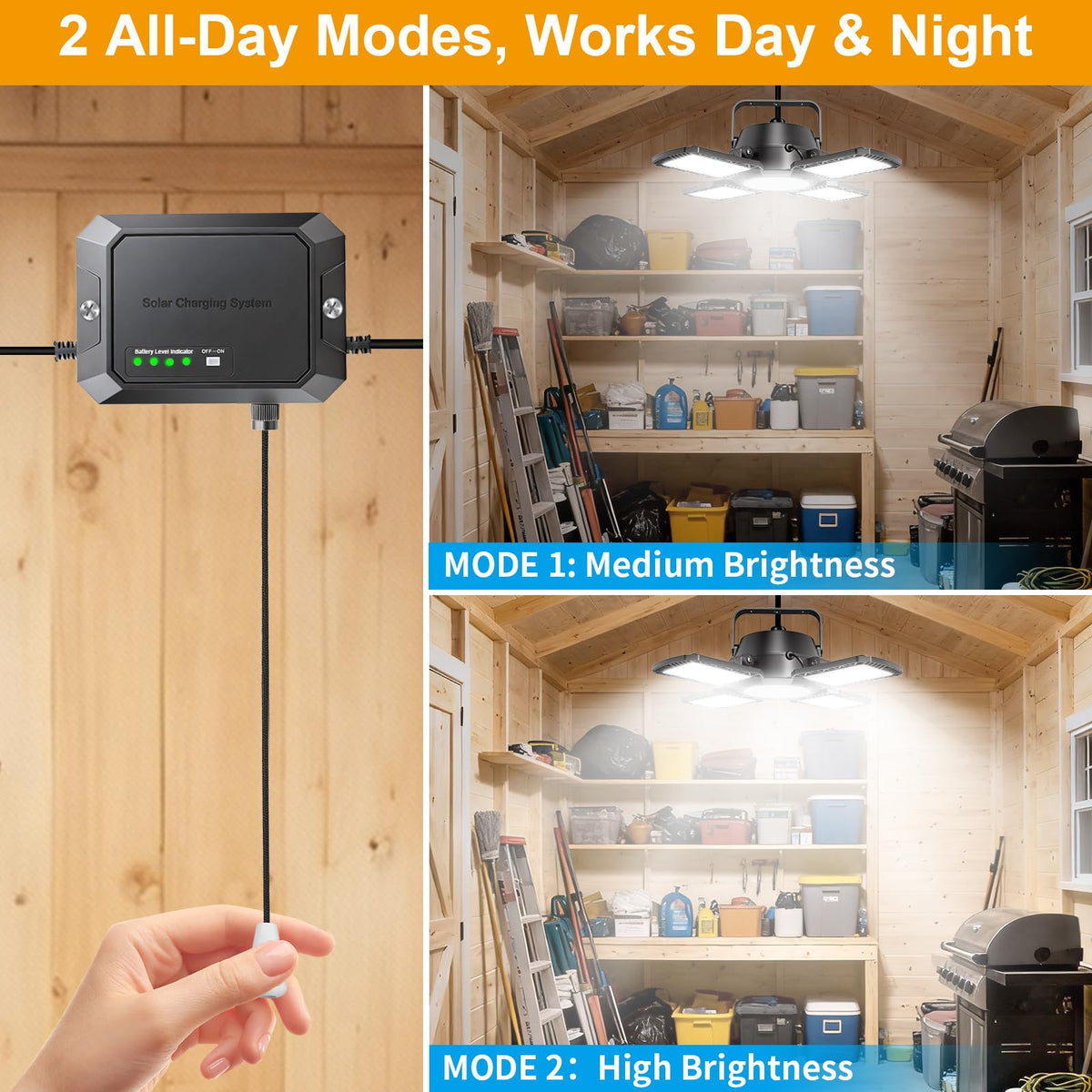 Aqonsie two-brightness levels for all-day indoor outdoor use.