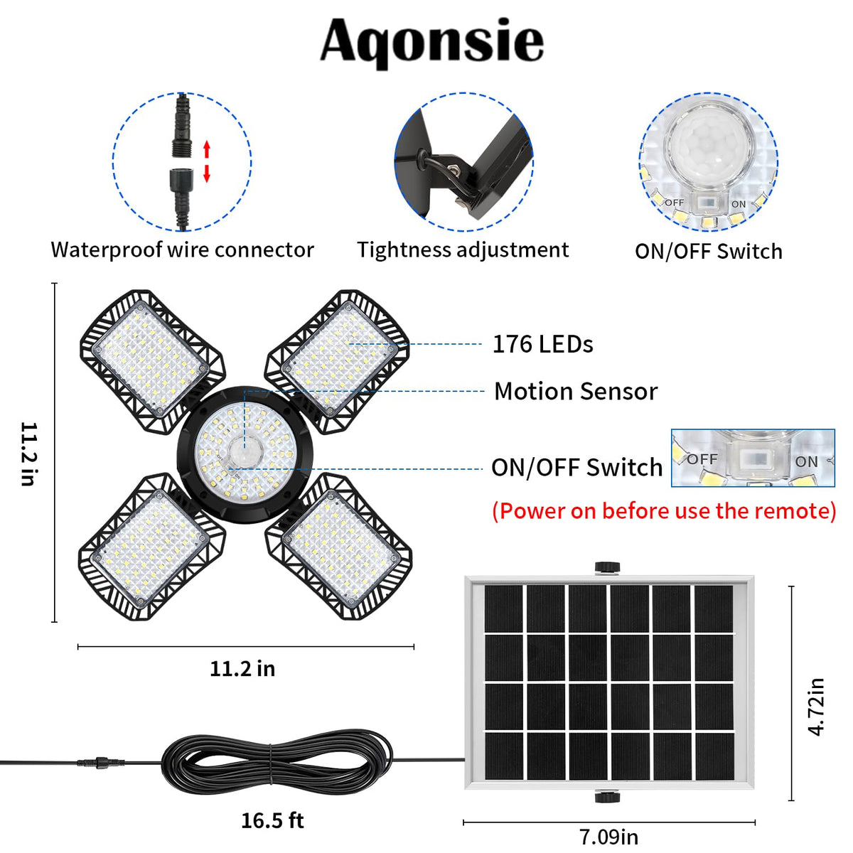 Aqonsie adjustable heads let you aim light exactly where needed
