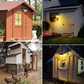 Aqonsie solar panel and light demonstrates self-powered illumination for sheds and barns.