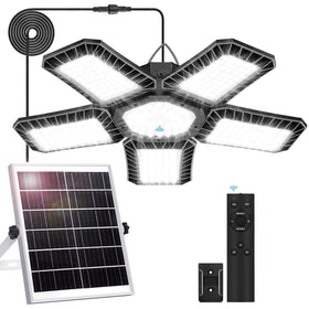 Aqonsie 267-LED solar shed light provides bright panel illumination for sheds.