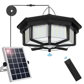 Aqonsie solar shed light with eight-sided design for wide-area illumination.