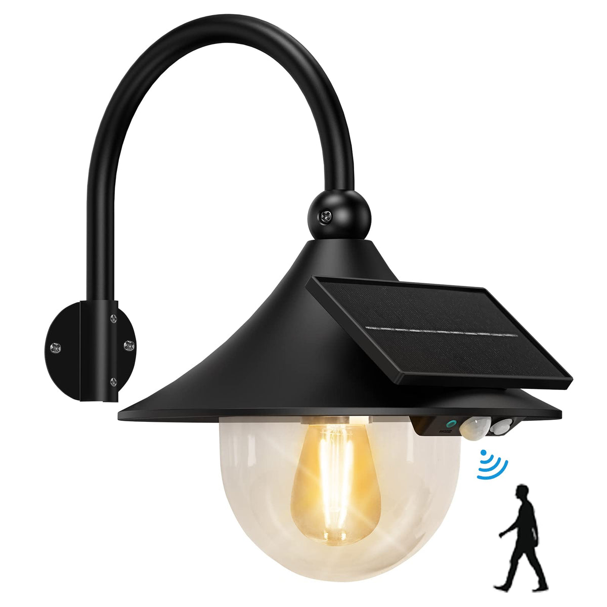 Aqonsie solar barn light mounted on a wall for easy outdoor lighting with a rustic vibe.