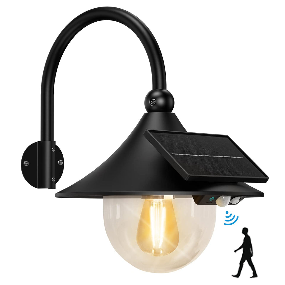 Aqonsie solar barn light mounted on a wall for easy outdoor lighting with a rustic vibe.