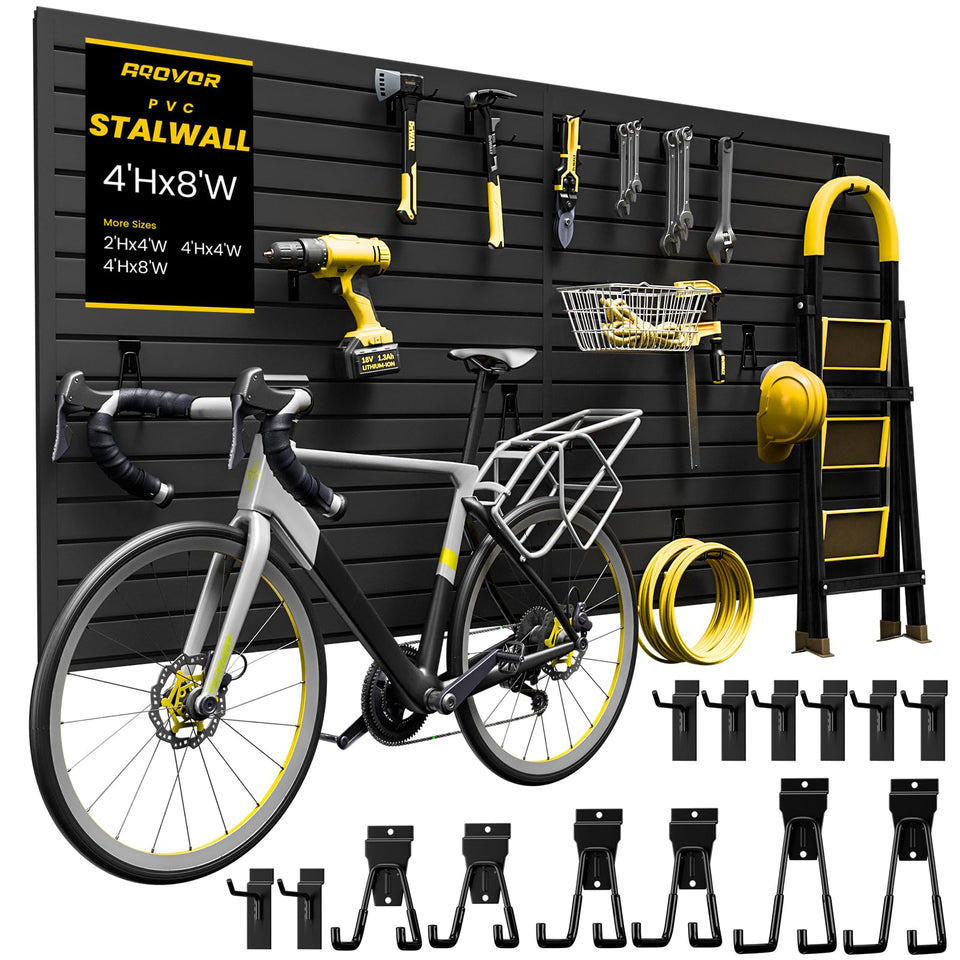 AQOVOR slatwall paneling 4x8ft basic setup for organized garage walls.