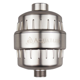 AquaBliss SF100-BN filter cartridge installed to reduce chlorine for healthier skin and hair.