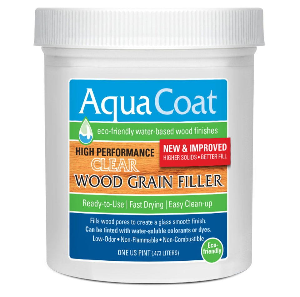 AquaCoat clear grain filler jar ready for smooth open grain surfaces.