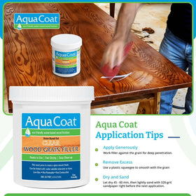 Aqua Coat Clear Wood Grain Filler Gel before-stain readiness for consistent results.