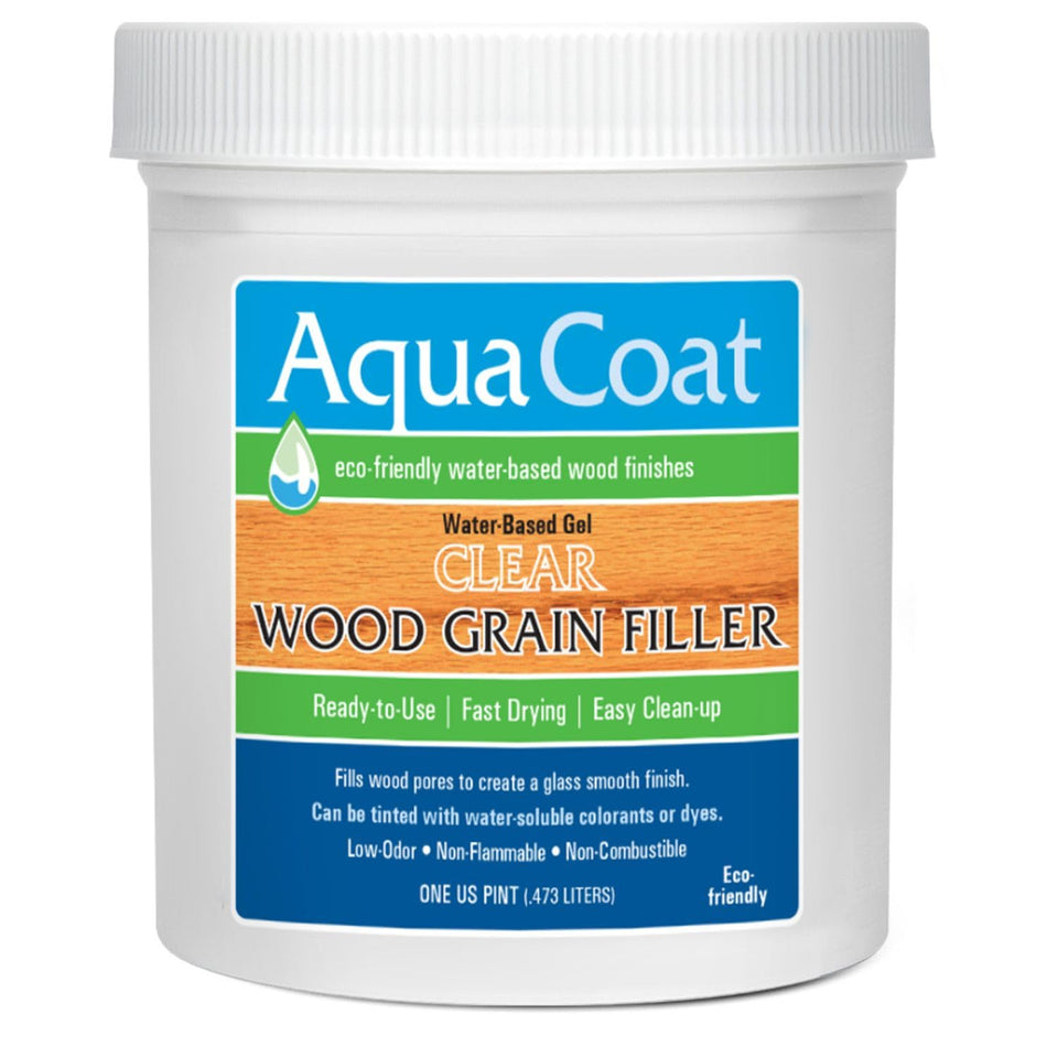 Aqua Coat Clear Wood Grain Filler Gel pours smoothly for a glass-smooth base.
