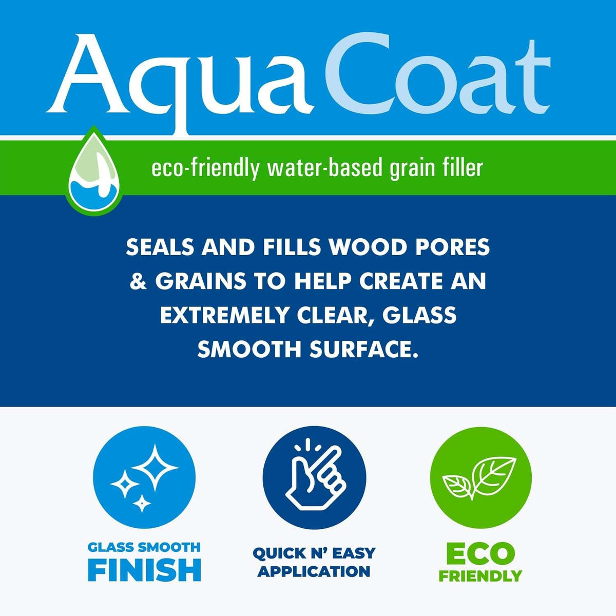 Aqua Coat Clear Wood Grain Filler Gel sandable-finish capability for final touch-ups.