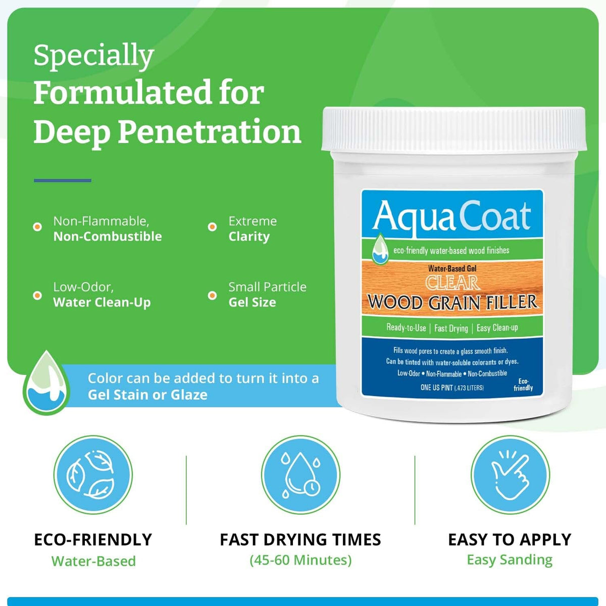Aqua Coat Clear Wood Grain Filler Gel smooth-finish result after sanding.