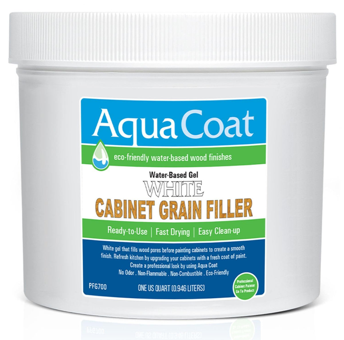AquaCoat White Grain Filler application closeup shows pores being filled for a smooth base.