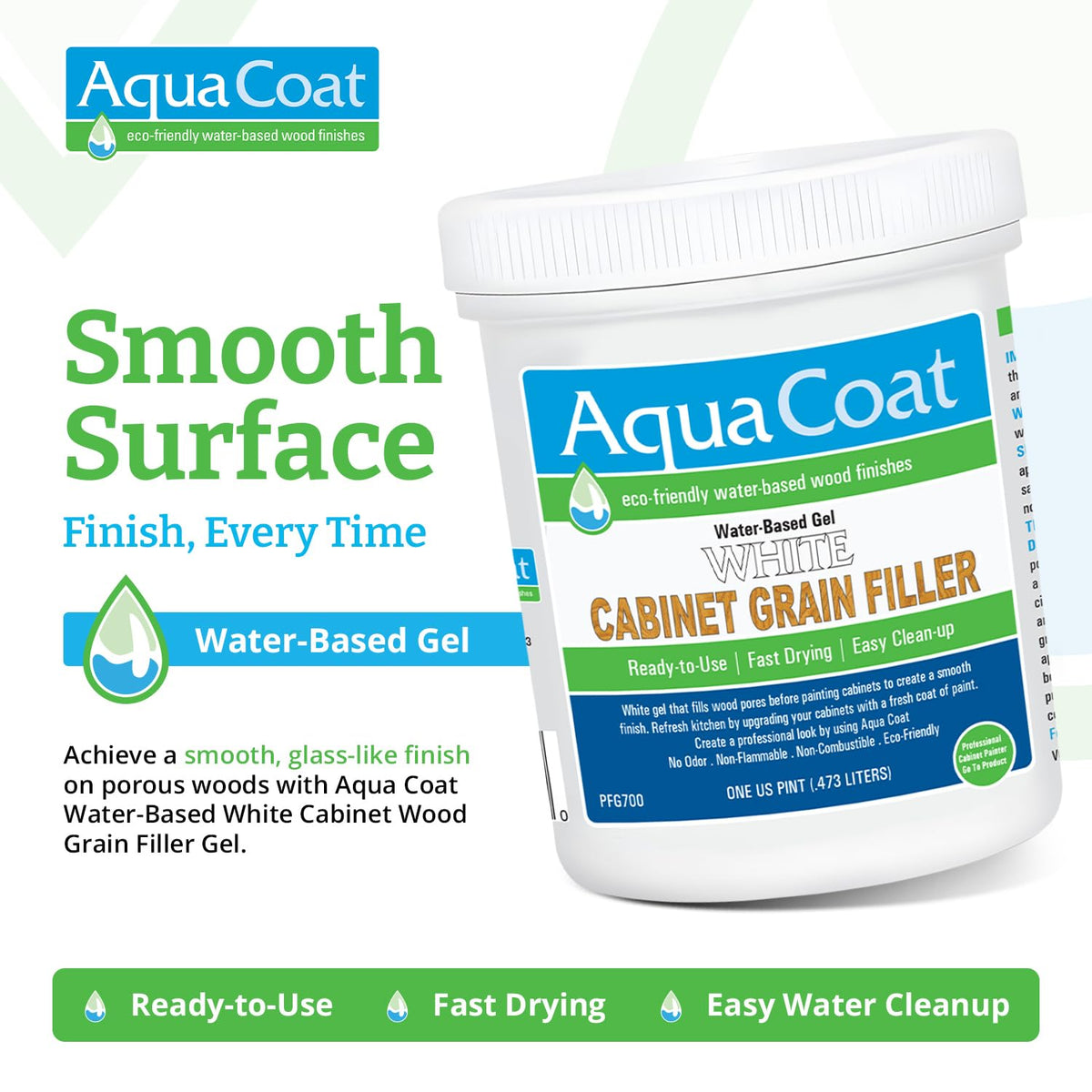 Aqua Coat White Grain Filler being applied on wood to fill grain