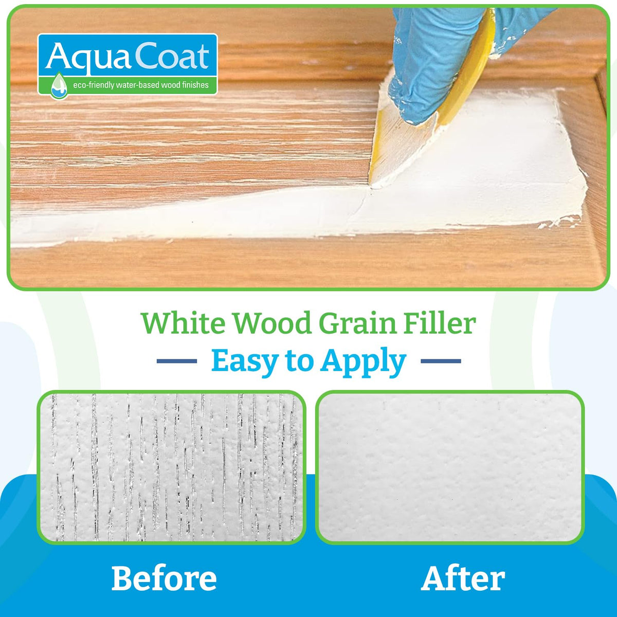 AquaCoat White Grain Filler suitable for exterior wood repair work.