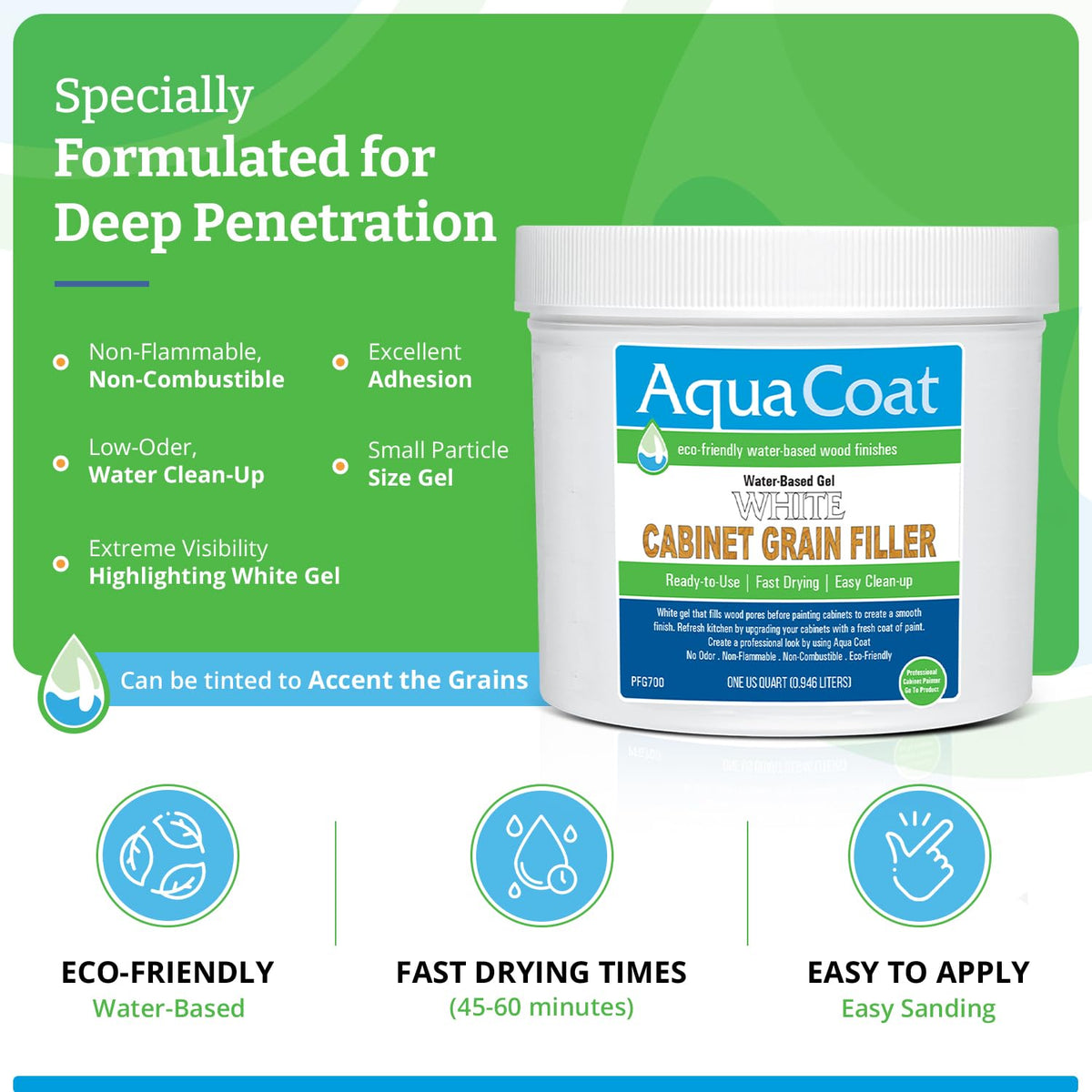 AquaCoat White Grain Filler after light sanding reveals smooth finish.