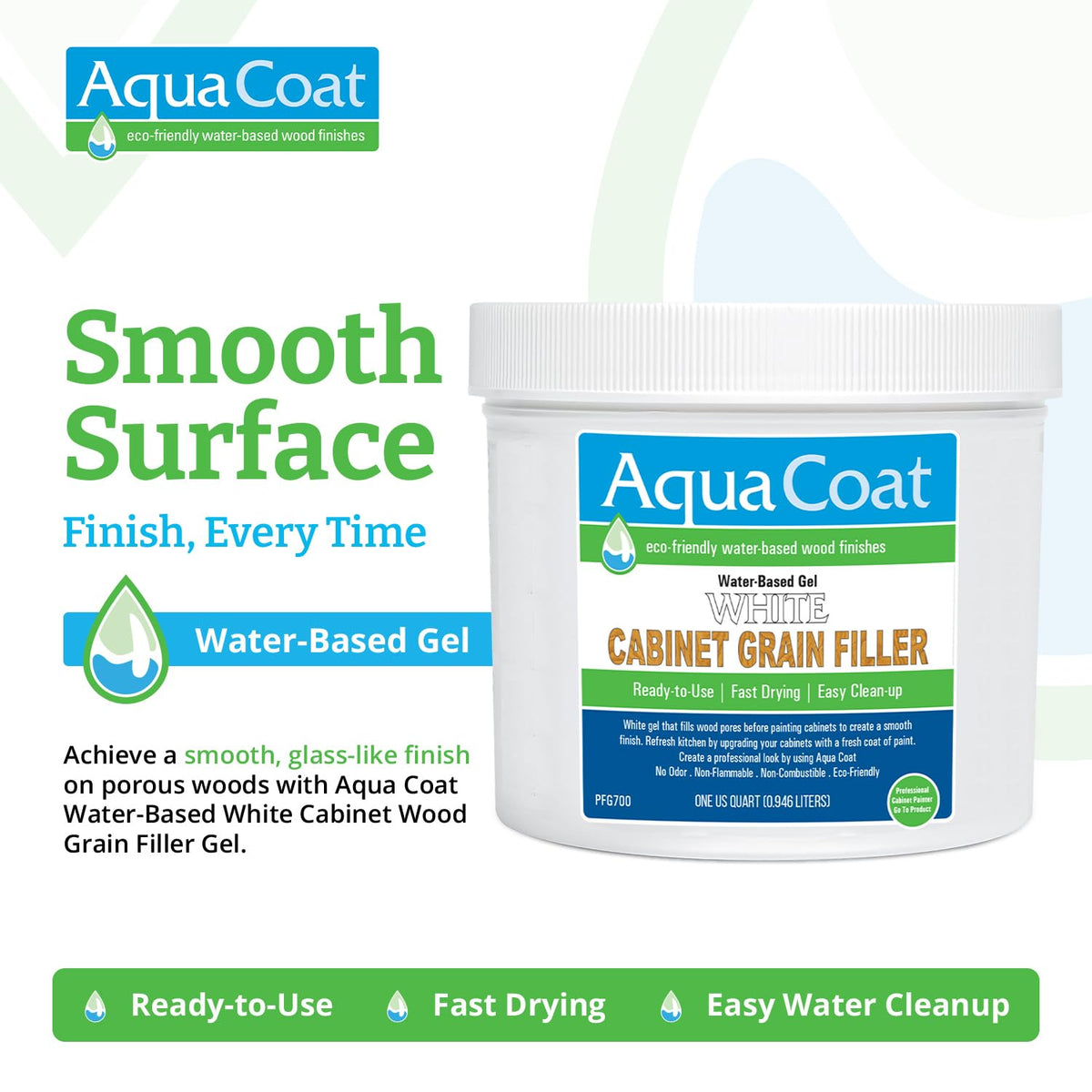 AquaCoat White Grain Filler on porous wood surface ready for primer.