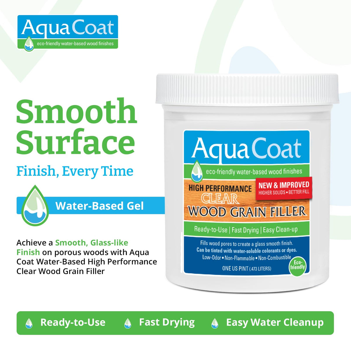 AquaCoat wood grain filler being worked into open grain with a squeegee.