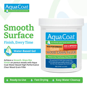 AquaCoat wood grain filler being worked into open grain with a squeegee.