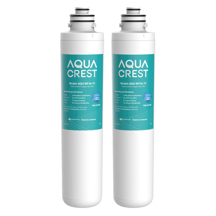 AQUA CREST 750R two-pack packaging, convenient replacement for Culligan 750R systems.