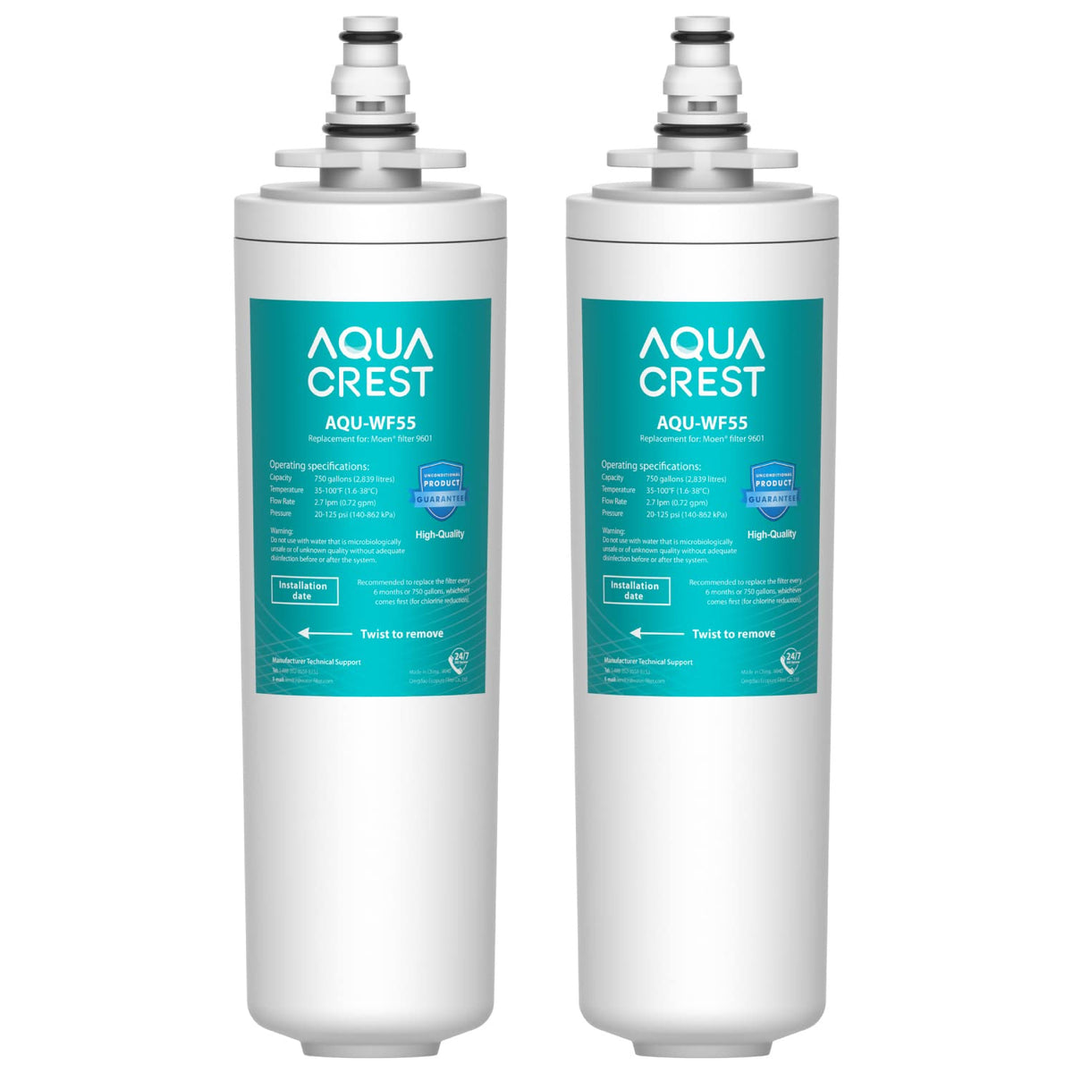 AQUA CREST 9601 filter pack for Moen systems improves water taste