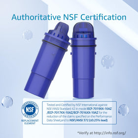 Aqua Crest CF10A coconut-shell carbon detail suggests fresher-tasting water.