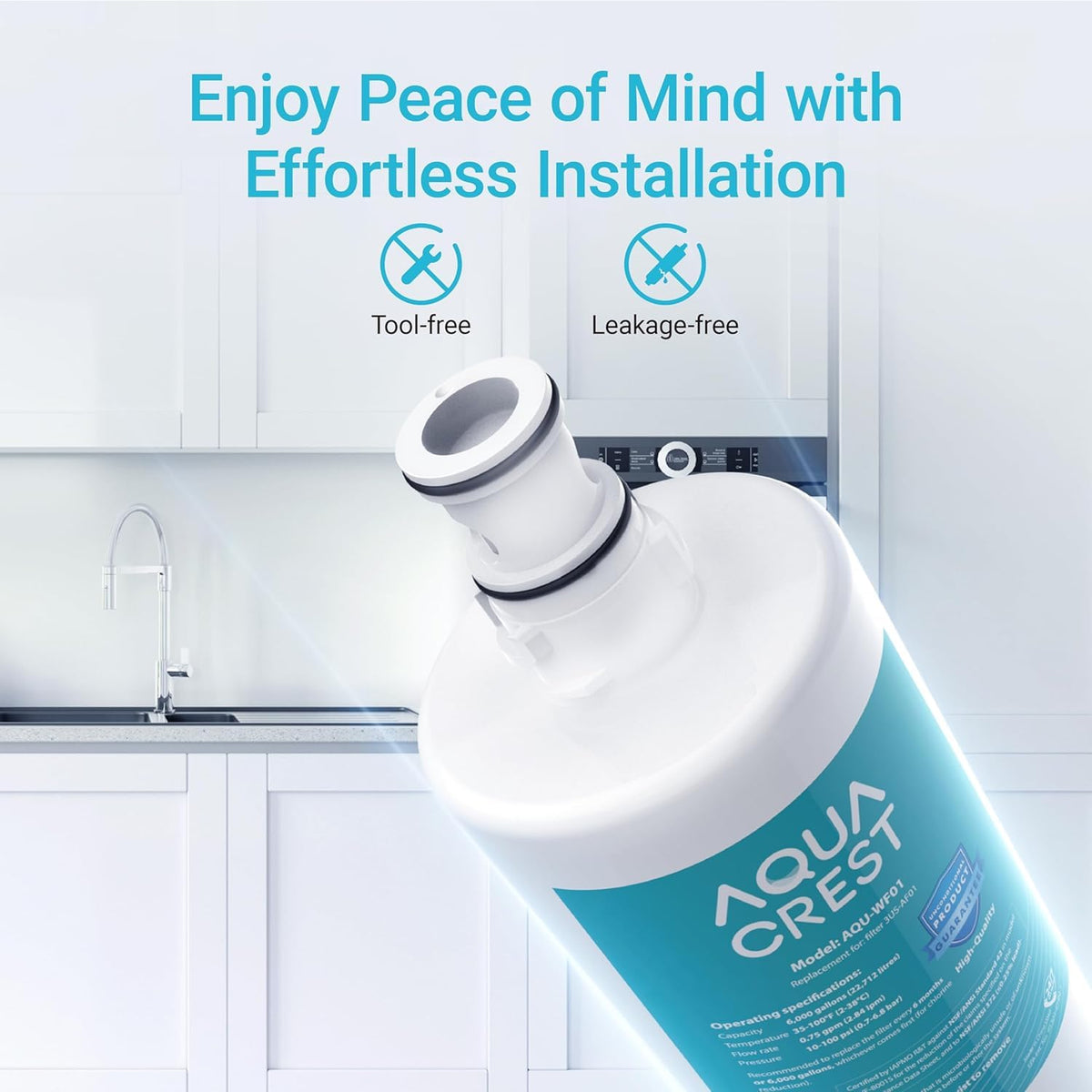 AQUA CREST cold-water valve installation detail for proper hookup.