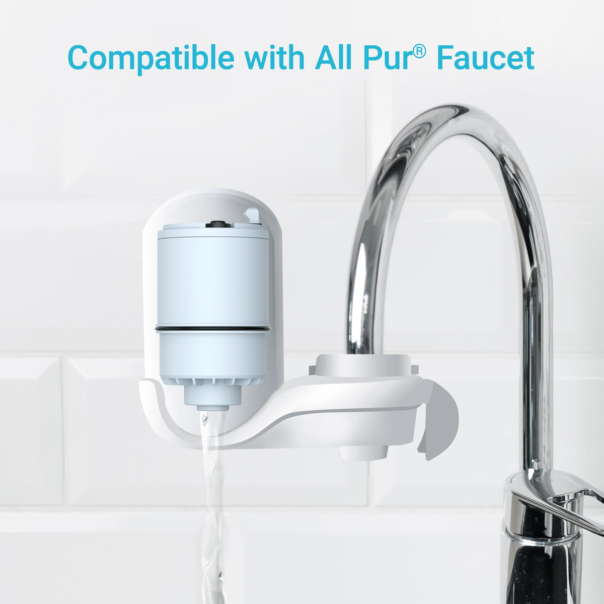 AQUA CREST filter installation on PUR Plus faucet for easy setup.
