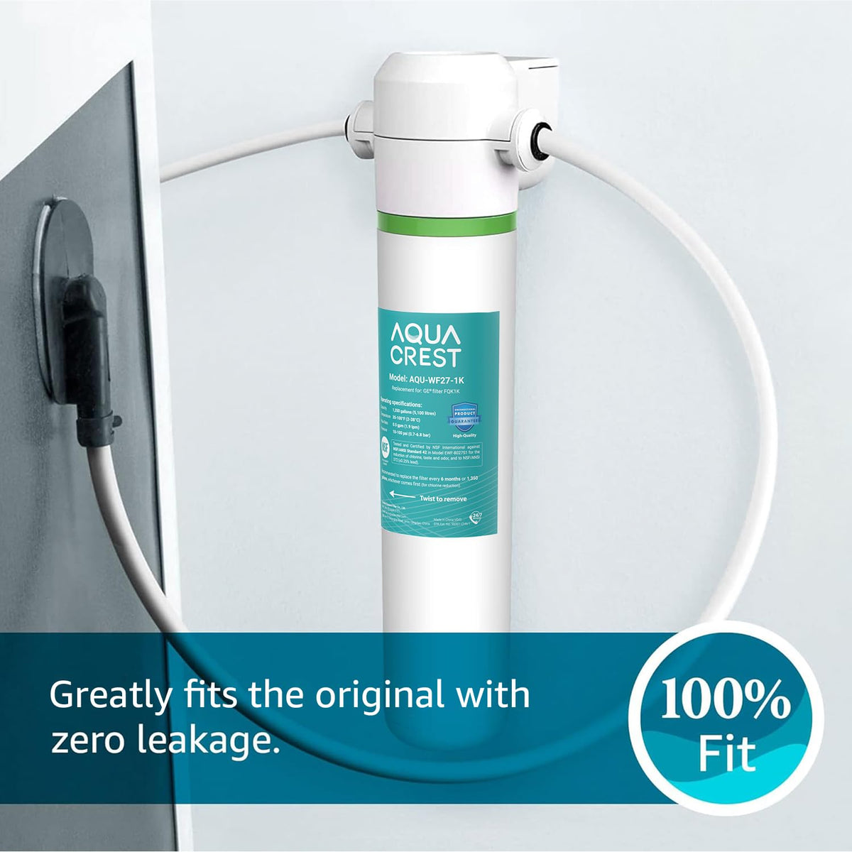 Aqua Crest FQK1K replacement packaging highlights GE compatibility and easy swap