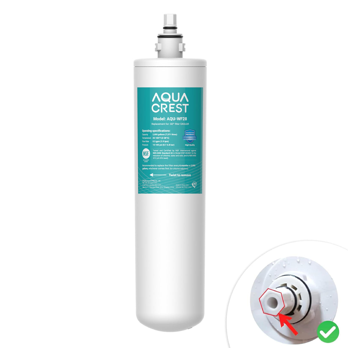 Aqua Crest FQK1R under-sink filter shown for easy installation and cleaner water.