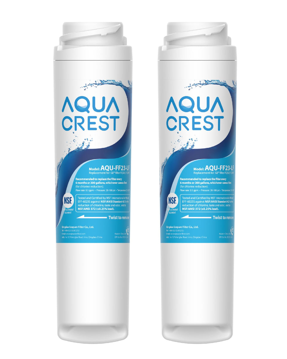 AQUA CREST under-sink filter connected to GE system for cleaner water.