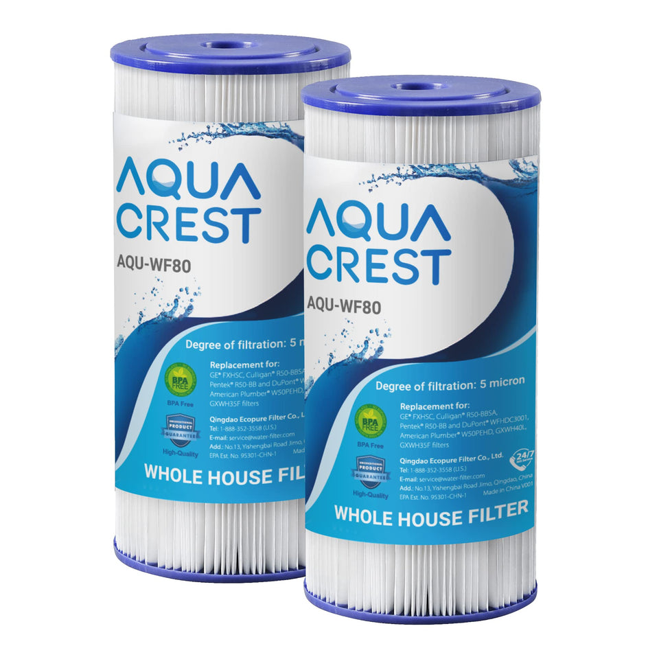 AQUA CREST FXHSC filter front view for whole-house sediment filtration.