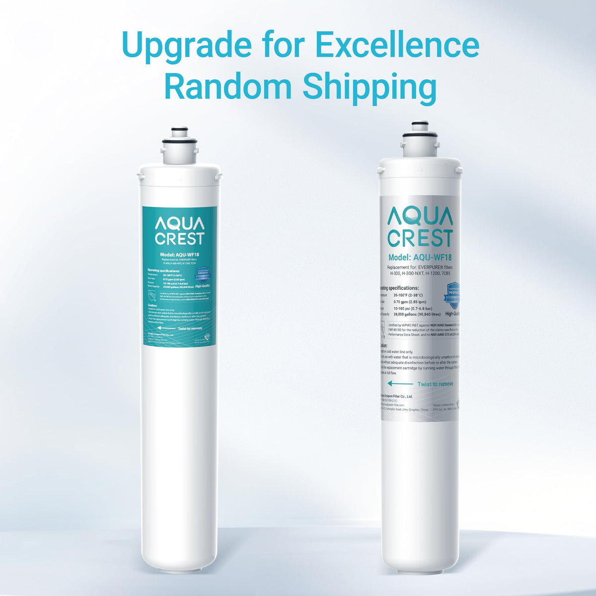 Aqua Crest H-300 filter installed under sink improves tap water quality.