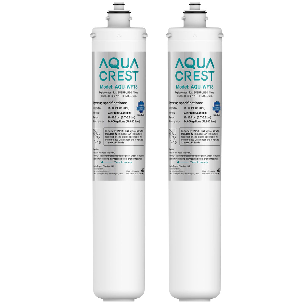 Aqua Crest H-300 under-sink filter box, ready for easy replacement.