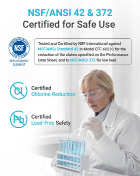 Lead-free AQUA CREST filter for safer drinking water.