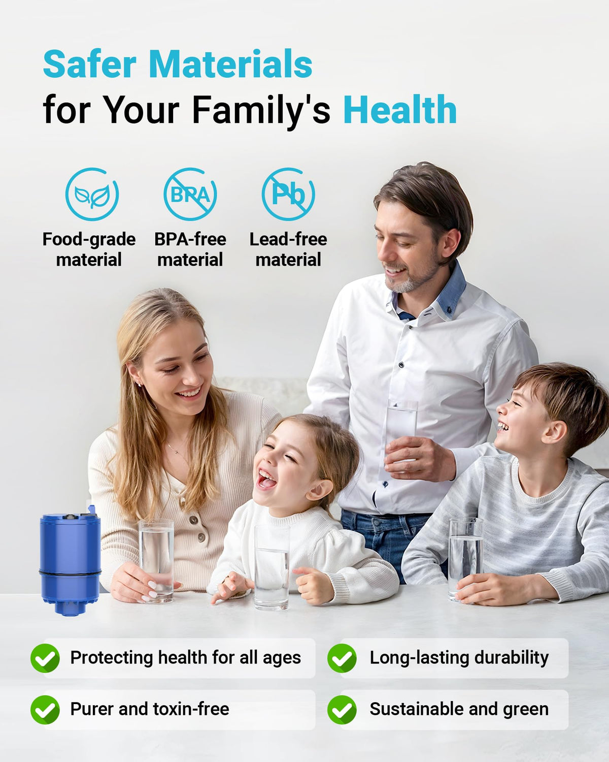 Aqua Crest lead-free material for safe, compliant filtration in daily use.