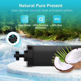 Natural coconut activated carbon in Aqua Crest filter for effective contaminant reduction.