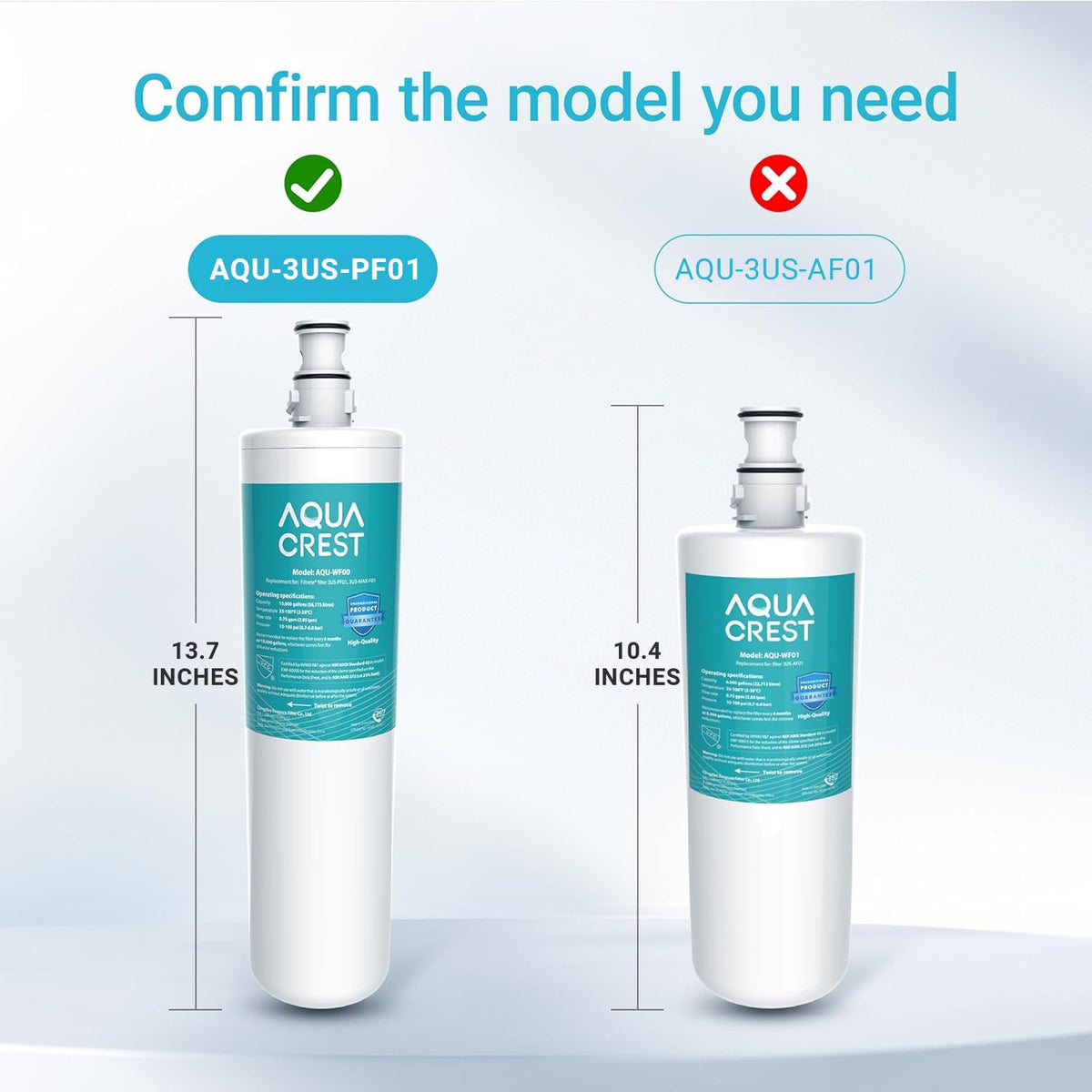 Aqua Crest NSF/ANSI certification indicating reliable performance.